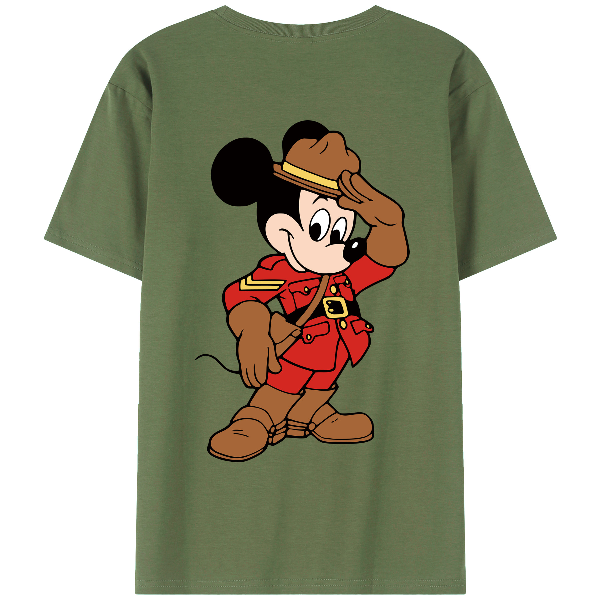 ミッキーマウス Mickey Mouse 綿100％ メンズ半袖Tシャツ（バックプリント） 通気性